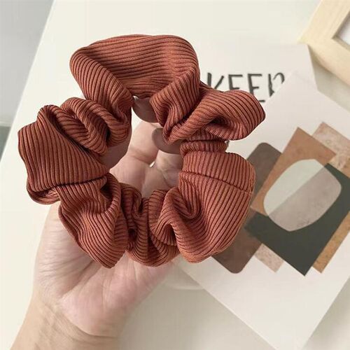 2023 New Solid Color Corduroy Stripe Hair Scrunchie Elastic