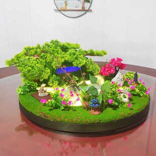 酒店餐厅桌面微景观小摆设仿真花雾化灯光盆景摆件饭店餐桌装饰品