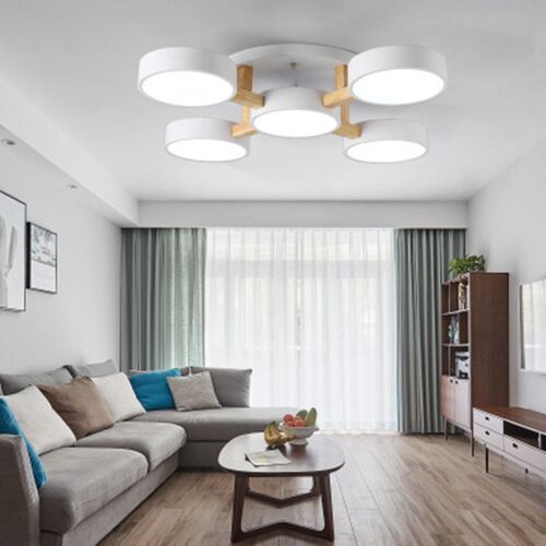 Nordic Wood Decor Led Ceiling Lights  Living Room 220V Round