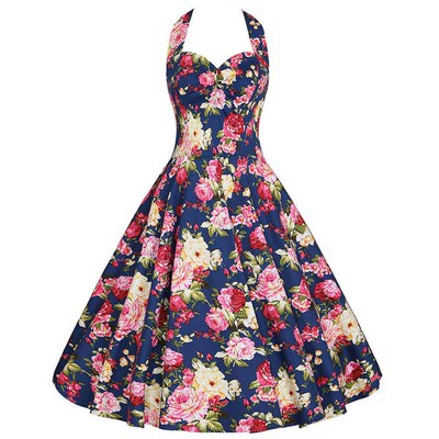 Spring retro printing pure otton hanging nek sling big swing