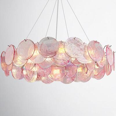 murano手工粉色玻璃轻奢法式客厅吊灯设计师中古浪漫温馨卧室主灯