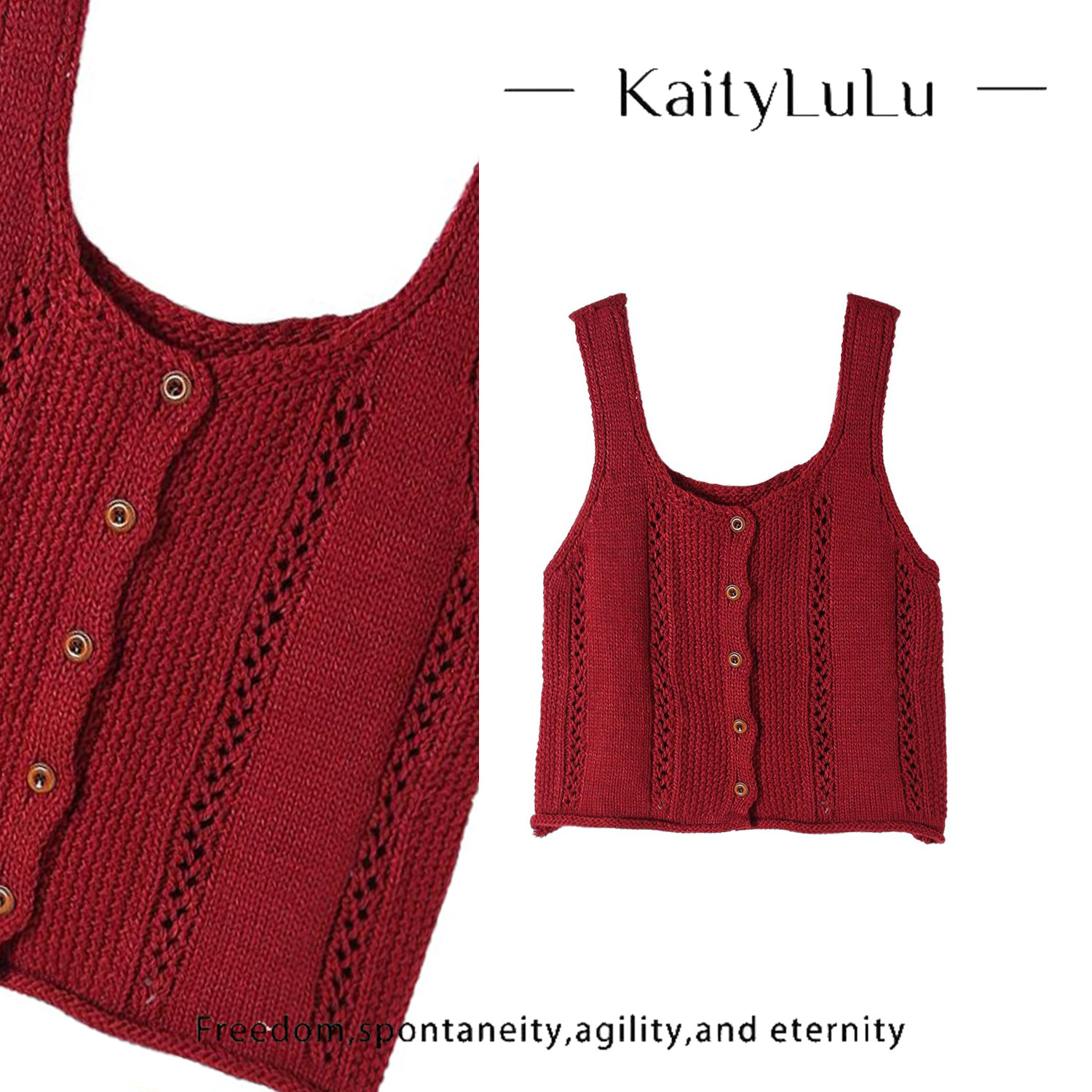 KaityLuLu【韩杂画报】 百搭粗麻花针织马甲KT903D022