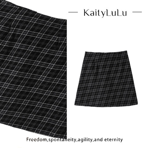 KaityLuLu【暖绒午后】 格纹时尚百搭半身裙KT928S027
