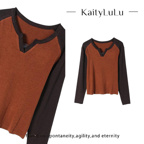 KaityLuLu【温如玉】 个性撞色百搭上衣KT903C111