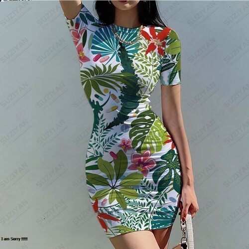 Summer New Fashion Tight Dress Womens Fashion D Printing