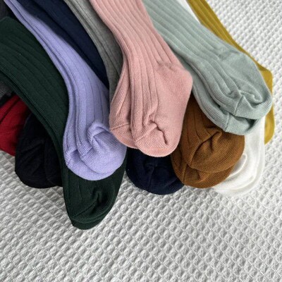 New Solid Baby Boys Girls Knee High Long Socks Cotton Breath