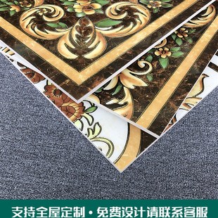 欧式客厅拼花瓷砖00餐厅微晶石花片拼图地砖入户玄关地毯砖