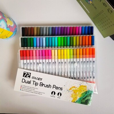 12/24/36/48/60/72/100Color Fineliner Water Based Dual Head S