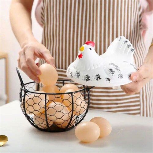 2021 Ceramic Iron Egg Storage Basket Snack Fruit Basket