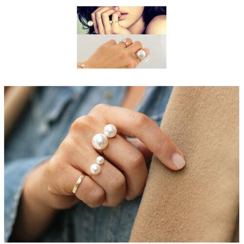Fashion Women's Size Pearl Open Ring Temperament Wild Fa