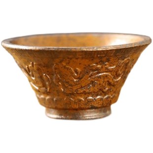 紫砂内胎柴烧工艺手工龙纹斗笠杯主人杯单杯品茗杯功夫茶具茶碗