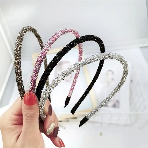 Fashion Korea Crystal Soft Headband for Women Rhinestone Hai