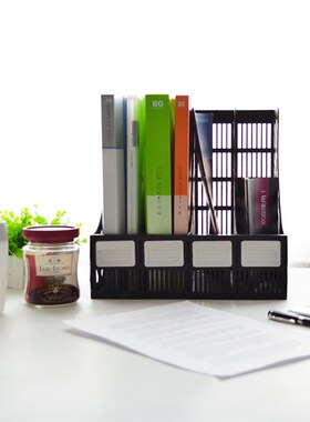 4 Sections Mesh Files Shelf Desktop File Rack Paper Book Hol