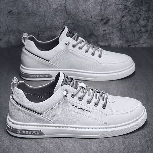 Mens Shoes 2025 Casual Leather Shoes Mens White Flat Shoes