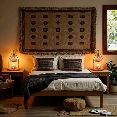Bohemian style bedside lamp, 3 colors, hand-colored glass ta