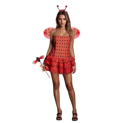 Women Ladybug Cotume Halloween Dre up Beetle Wing Bee Fairy