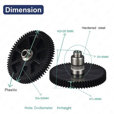 Titan Aero Metal Extruder Idler Arm Gear with 66 Teeth 1.75m