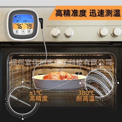 Barbecue thermometer with handle and probe, digital display