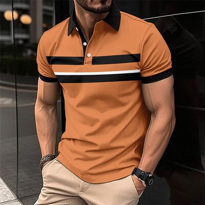 Mens Casual Polo Shirt 2025 Business Digital Print Versatile