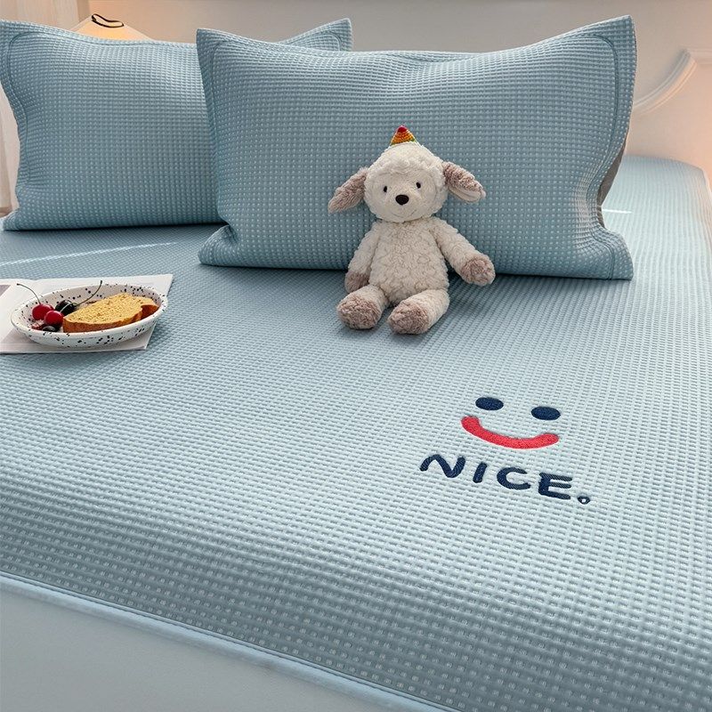 类母婴级清新蓝冰豆豆凉席床笠款夏天20新款冰丝席可机洗软席,床上用品,冰丝席,淘宝优惠券,粉丝福利购,淘宝优惠卷