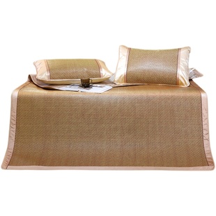 凉席面定制藤席冰丝三件1.5m夏可折叠草席加厚空调席1.8米