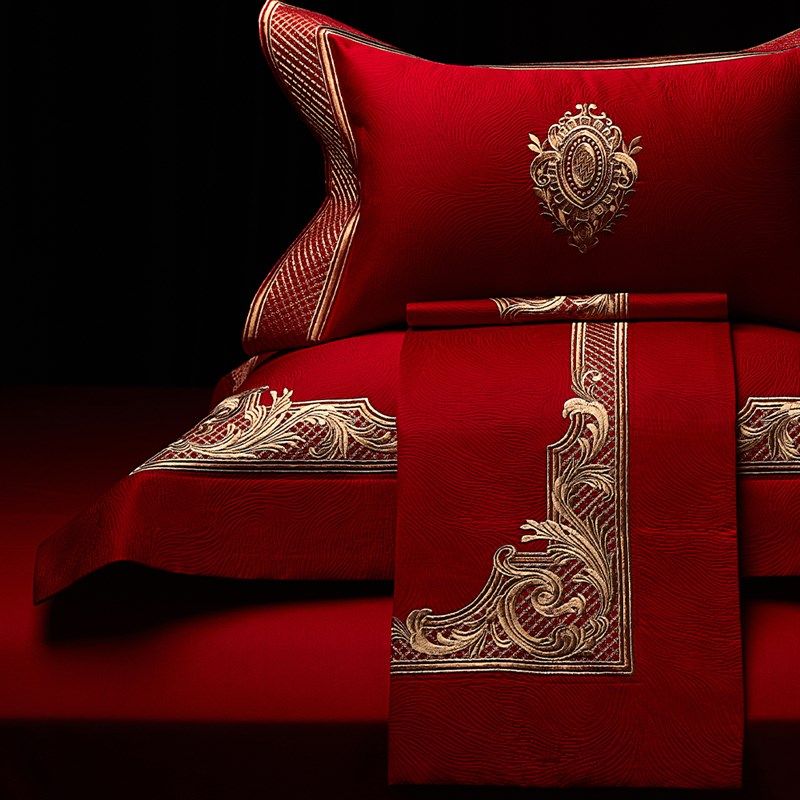 思辰家纺高端欧式结婚四件10支股厚织全棉刺绣婚庆床上用品,床上用品,婚庆床品套件,淘宝优惠券,粉丝福利购,淘宝优惠卷