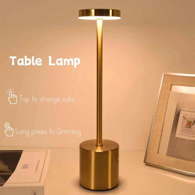 Simple LED Rechargeable Touch Metal Table Lamp Three Colors