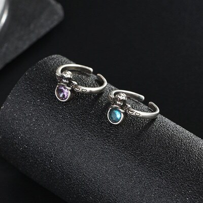 Angel Wings Vintage Silver Ring Retro Open Silver Ring with