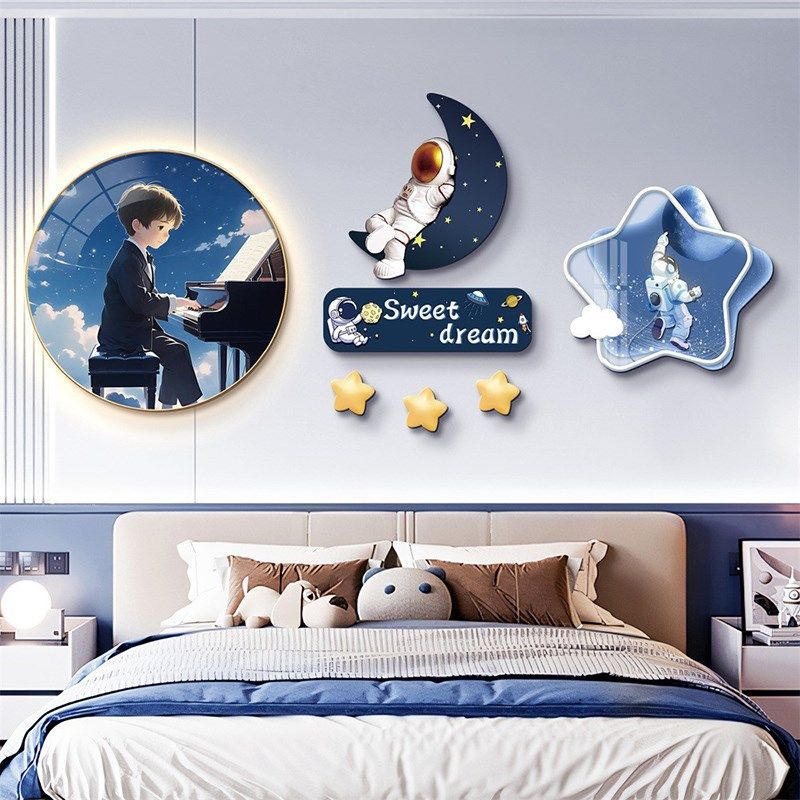 创意灯画儿童房挂画卧室床头装饰画女孩房间布置墙面壁画20新款,家居饰品,氛围画/灯画,淘宝优惠券,粉丝福利购,淘宝优惠卷