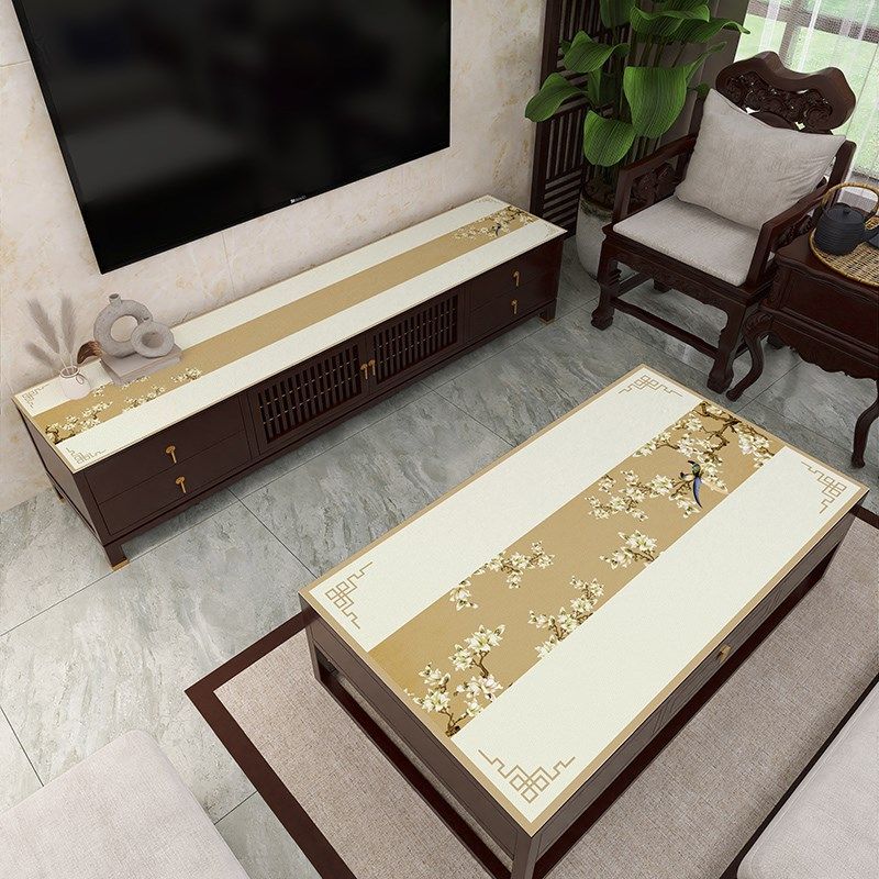中式古风茶几垫防水防油免洗皮革电视柜垫家用高级感餐桌垫桌布