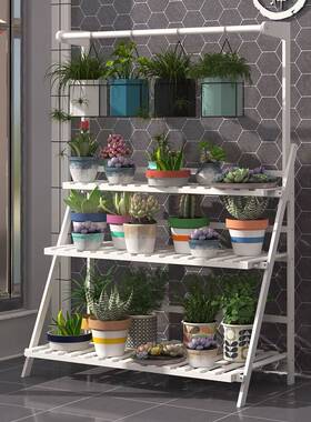 花架非实木质落地室楠内折叠多层阳竹台客物厅多肉花盆87787架特