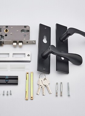 家空用黑色实心太门A303-T34锁简卧室室内执手锁铝木门具防盗锁芯