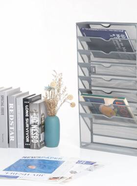 8层10层金属文件G8002G纳架具办公桌书架桌料面资料架文资档案收