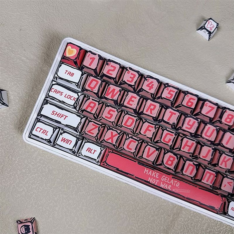 粉红色甜心机械键盘键盘帽65/75/87/98/100/104