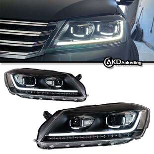 适用12-16款迈腾B7大灯总成改装矩阵LED日行流光转向灯氙气前大灯