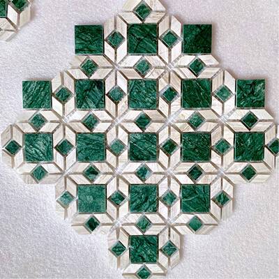 复古绿色大花绿大理石小花砖马赛克瓷砖卫生间地砖石材马赛克tile