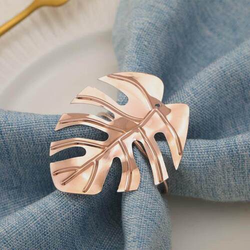 NEW 6pcs Napkin Rings Set Leaves Napkin Ring Holders