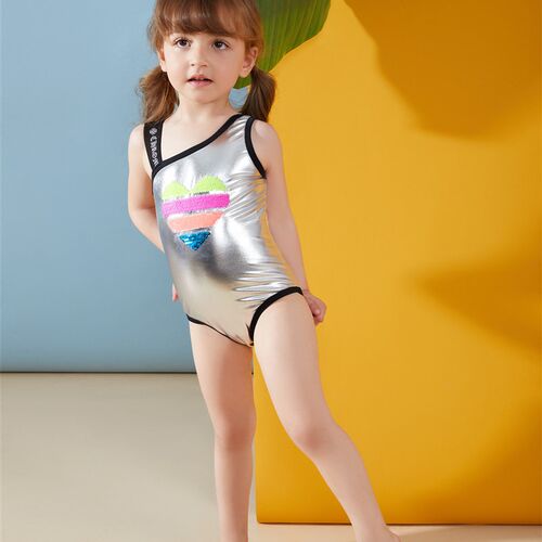 Shinning Kids Girls Swimwear 2022 Children Single Shoulder S