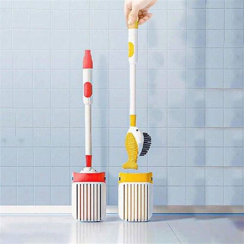 Toilet Cleaning Brush Refillable Handle Dispenser Suction