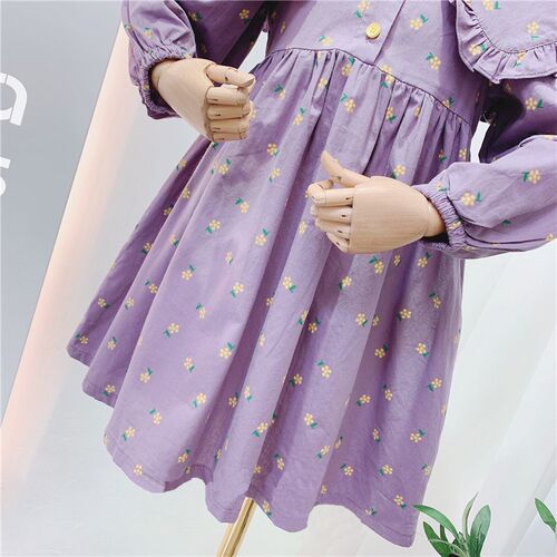 2023  Spring Autumn Baby Girls Cute Floral Print Dress Chil