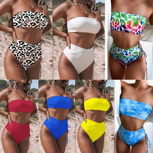 High waisted chest strap bikini split swimsuit