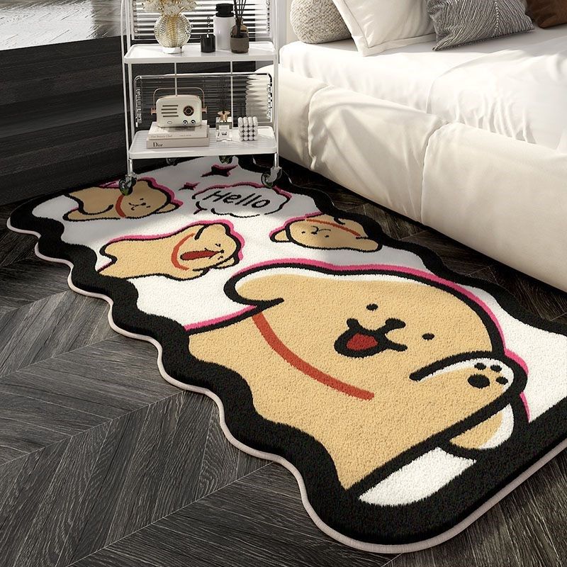 线条小狗地毯卧室卡通毛绒床边毯床尾毯柔软地毯易打理出租屋地毯,居家布艺,床边毯,淘宝优惠券,粉丝福利购,淘宝优惠卷