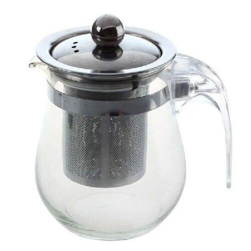 350mL Heat-resistant Clear Glass Teapot Stainless Steel