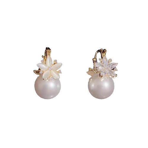 French Super Fairy Flower Pearl Ear Button Elegant Luxury 20