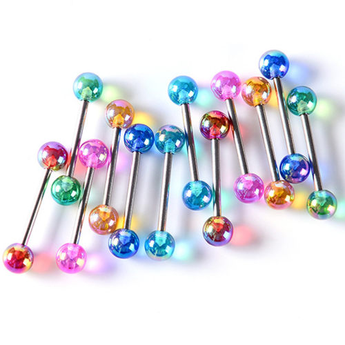 6PCS Stainless Steel Glorious Tongue Ring Bulk 14G Nipple Pi