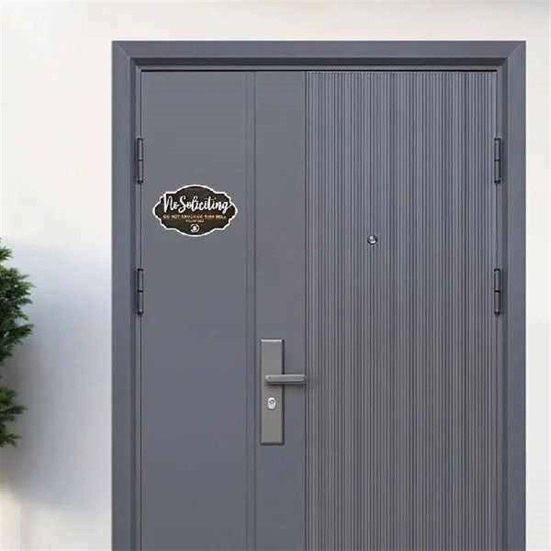 No Knock Door Sign Dangling Anti Soliciting Sign Wooden - 实物图
