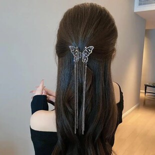 2023 New Female Butterfly Pearl Tassel Hair Claw Rhinestone