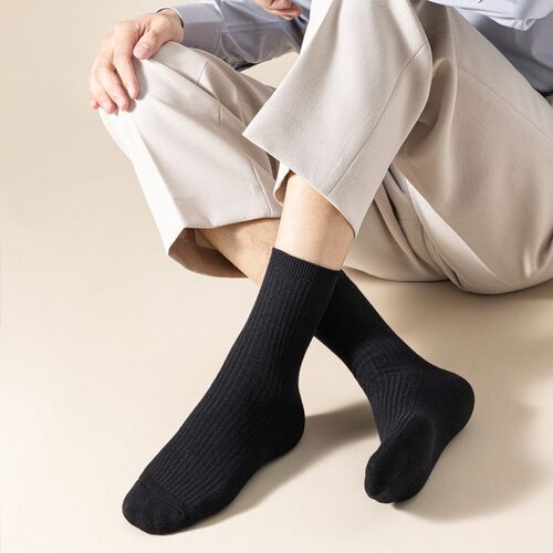 Socks Mens Mid-calf Socks Double-needle Socks Breathable Sw