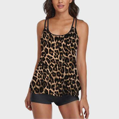 Large skirt split print swimsuit for women gathering conserv