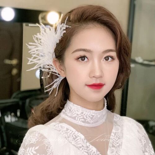 Artificial Feather Hairband Tiaras For Women Crystal Bead He